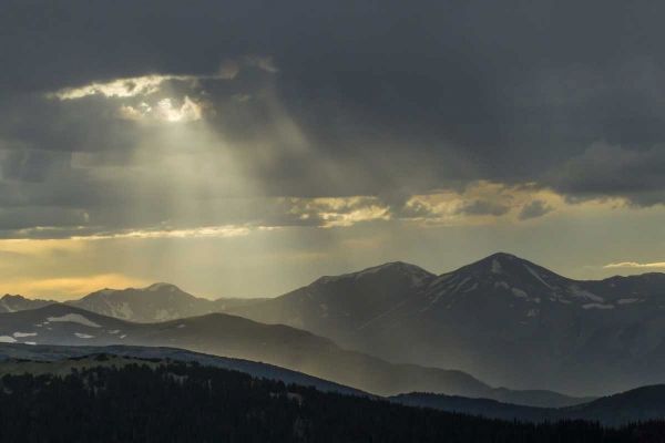 CO, Mt Evans Landscape of rain and God rays